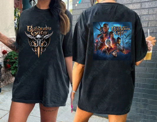 Baldur's Gate Front and Back Shirt, aldur S Gate 2 T-Shirt, Shirts For Men, Video Game