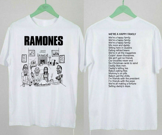Ramones We're Happy Family Tour 1977 With Song Lyrics T-Shirt