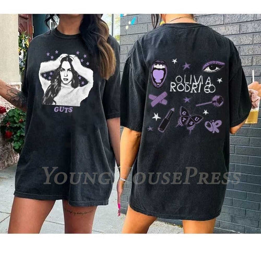 Olivia Rodrigo Vampire Red Album GUTS Black T-shirt