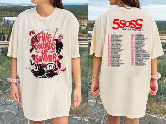 Color 5 Seconds Of Summer World Tour 2023 T-Shirt