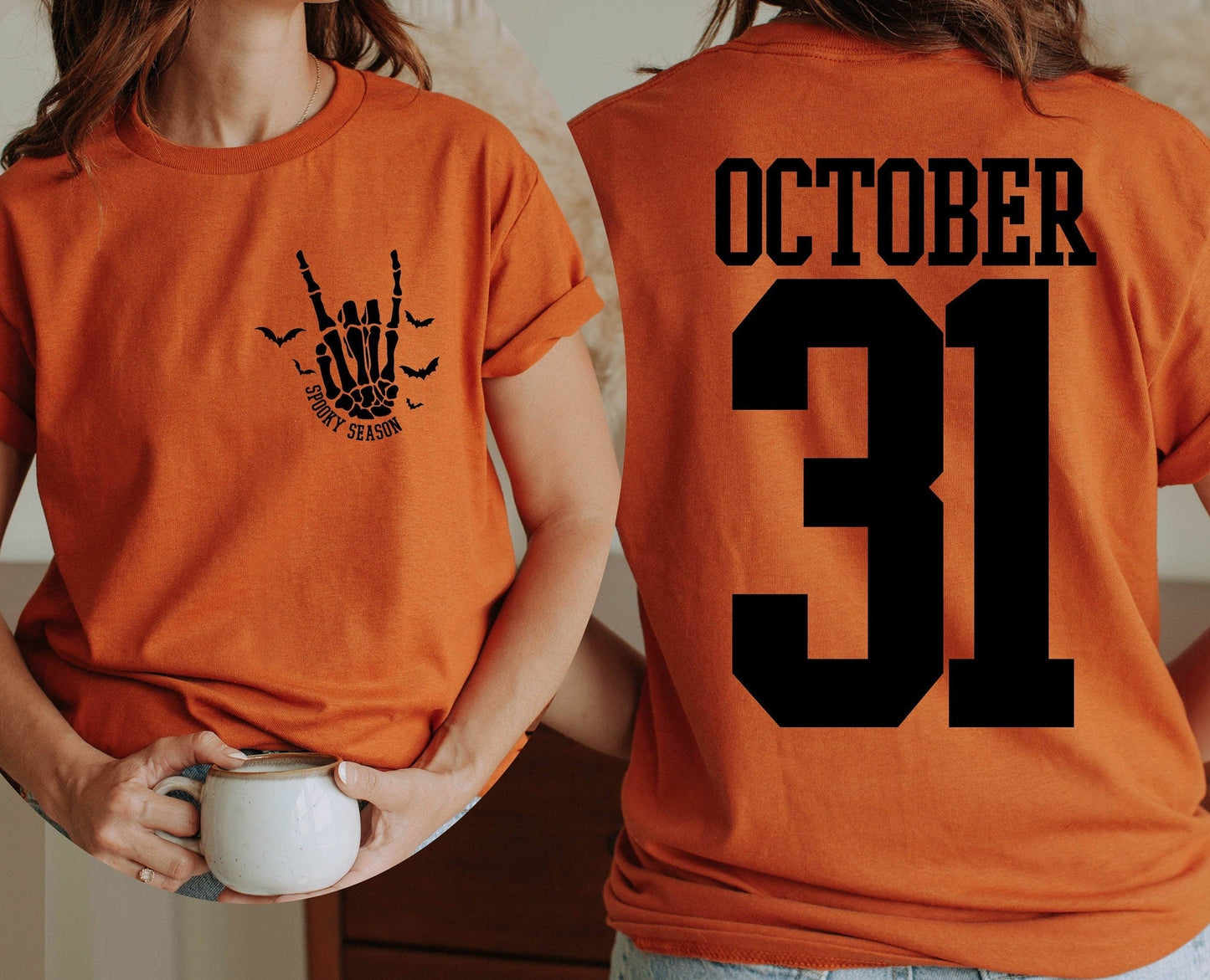 Spooky Season 31st October Double Sided T-Shirt, Halloween Sided T-Shirt