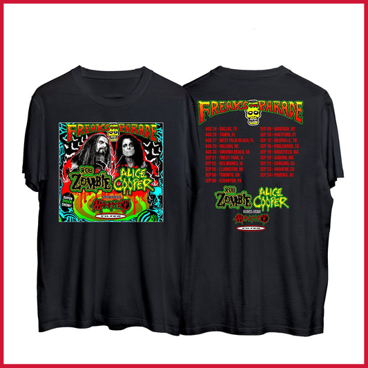 Rob Zombie Freaks On Parade Tour 2023 Shirts, Rob Zombie Alice Cooper Dates Shirts