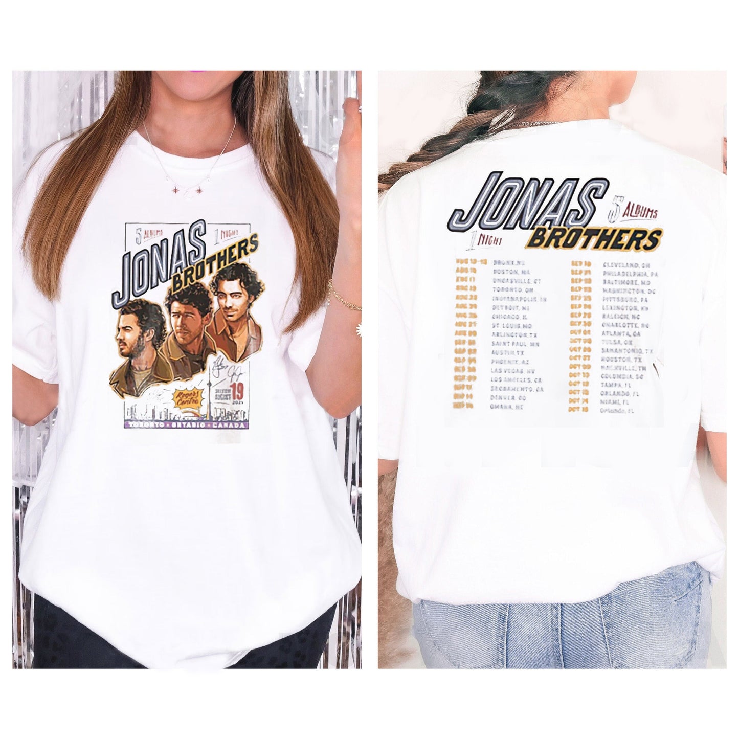 Five Albums One Night Tour Dates Shirt, Jonas Brothers Tour 2023 T Shirt