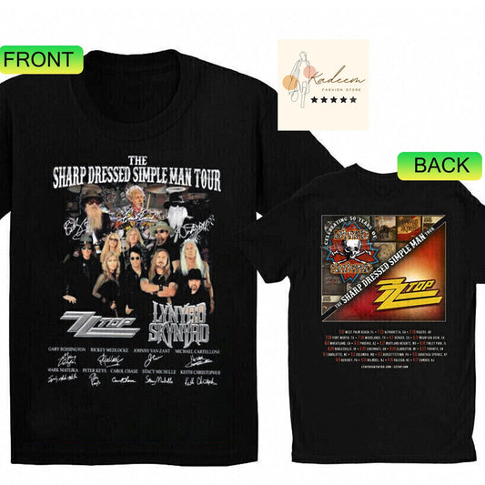 The Sharp Dressed Simple Man Tour Zz Top Lynyrd Skynyrd Signatures 2023 Shirt