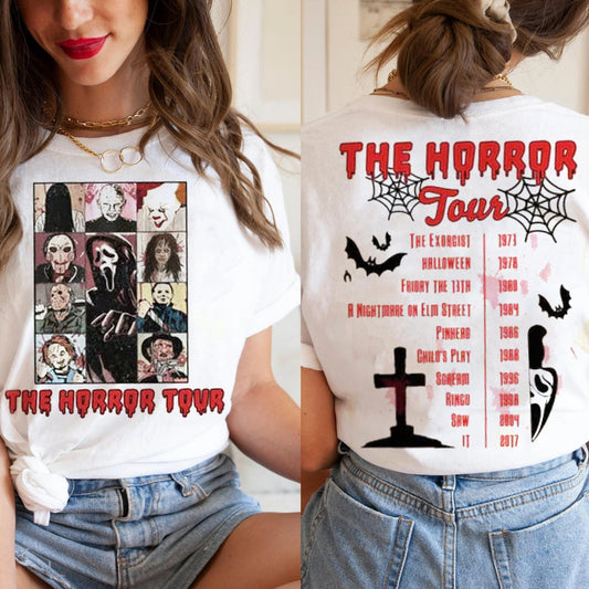Vintage Halloween Characters The Horror Tour Shirt, Halloween Characters Era Tour ShirT
