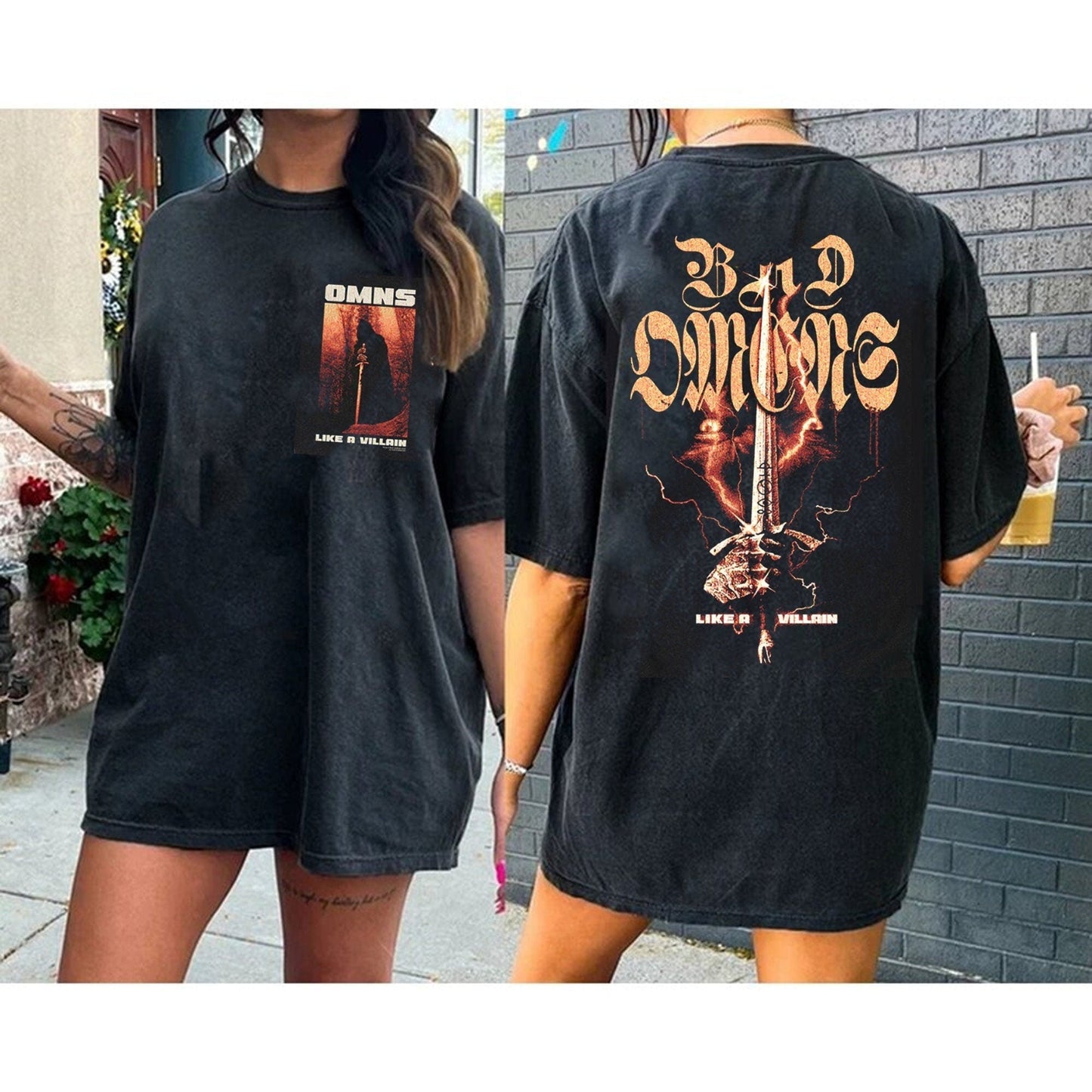 Like a Villain Bad Omens T Shirt, Band Track List 2023 Merch The Concrete Jungle Tour 2023