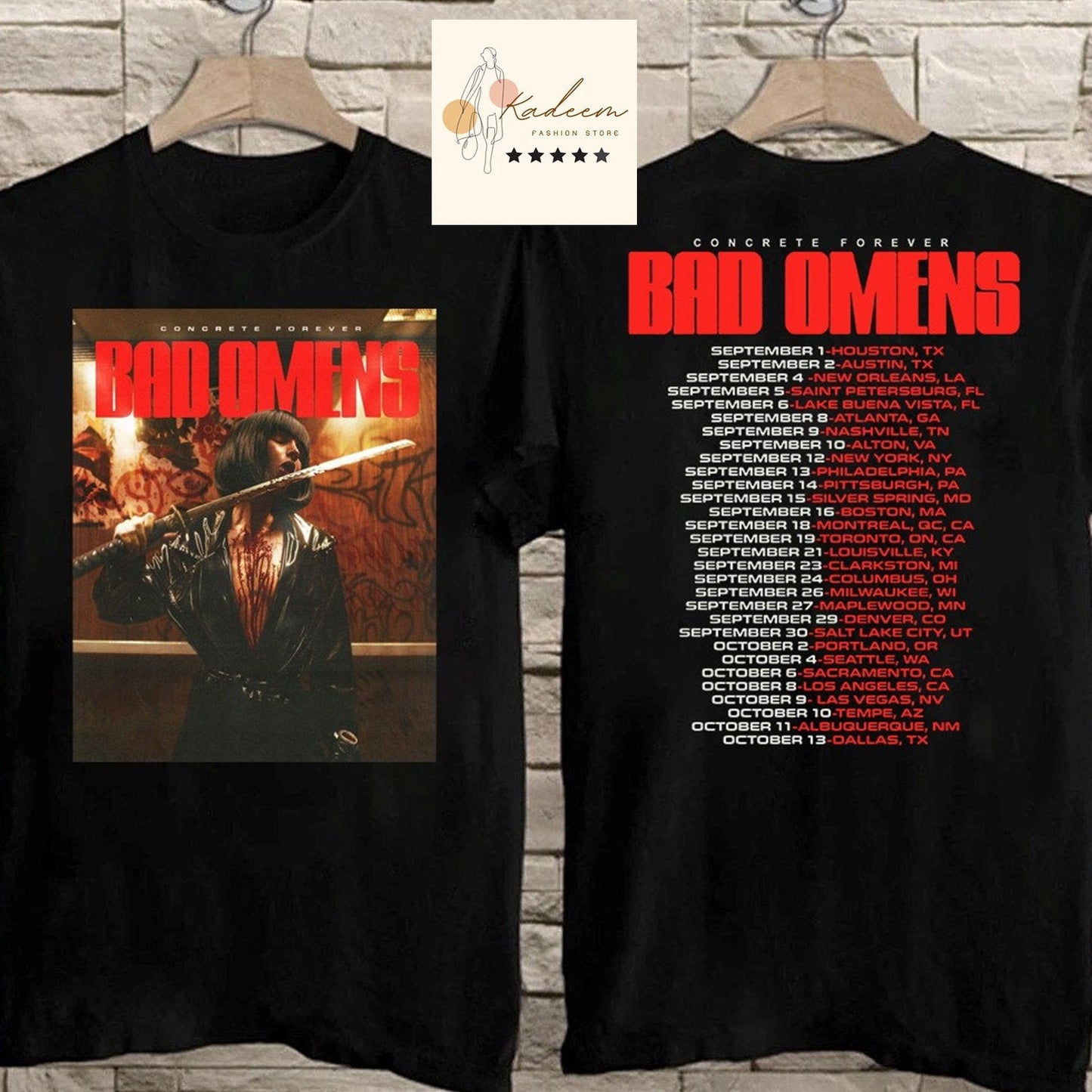 Vintage Bad Omens Concrete Forever US Tour 2023 T-Shirt, Bad Omens Concert Fall Tour 2023