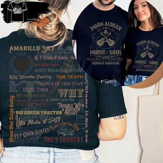 Jason Aldean Two Sided Concert Tracklist Shirt Highway Desperado Tour Tshirt