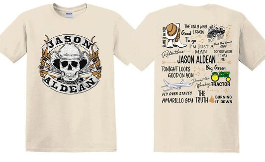 Jason Aldean Cowboys Skull Boots and Hat T-Shirt, Jason Aldean Album Tour 2023 Shirt