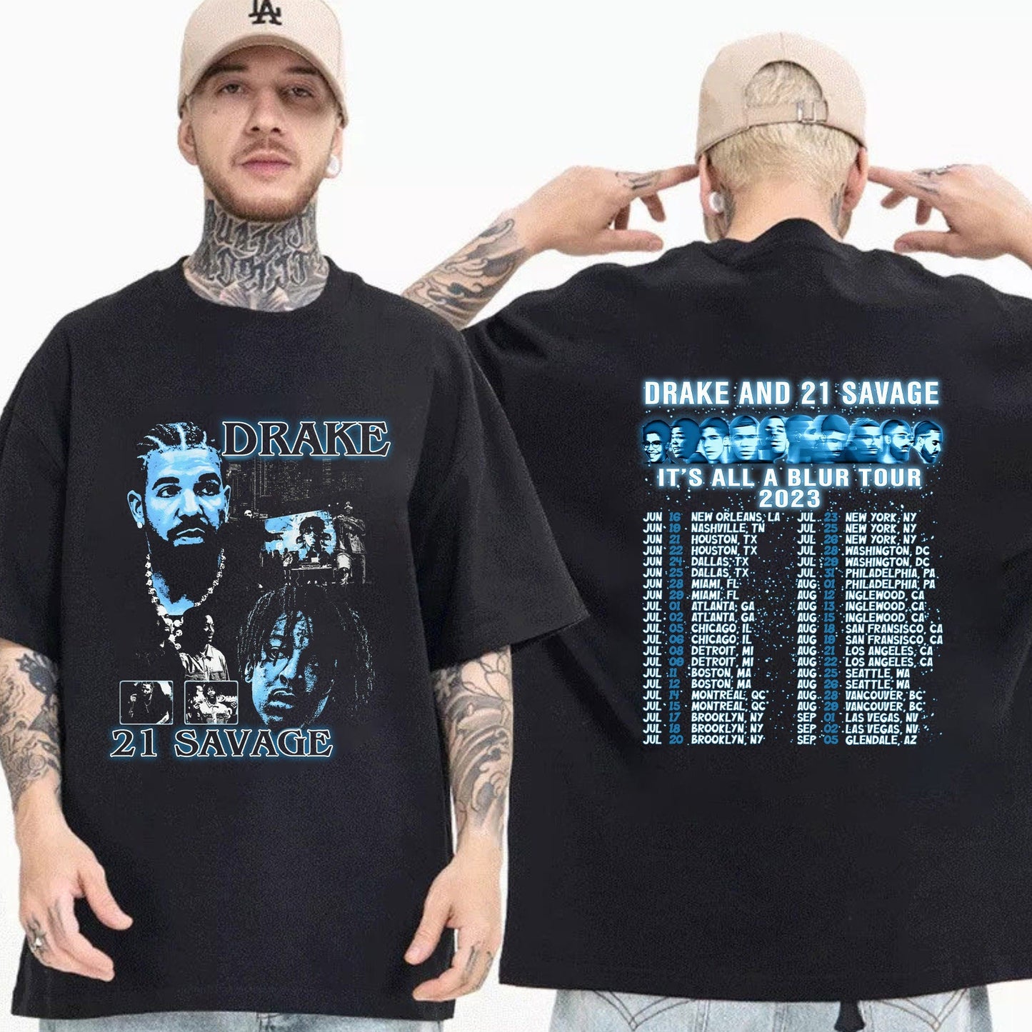 Rapper Drake 21 Savage Shirt, Drake 21 Savage Its A Blur Tour Concert 2023 Shirt