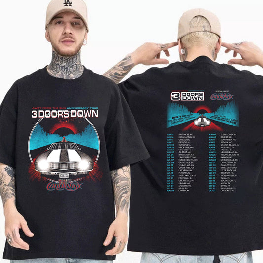 3 Doors Down Tour Concert Shirt, 3 Away From Doors The Sun Down Anniversary Tour 2023