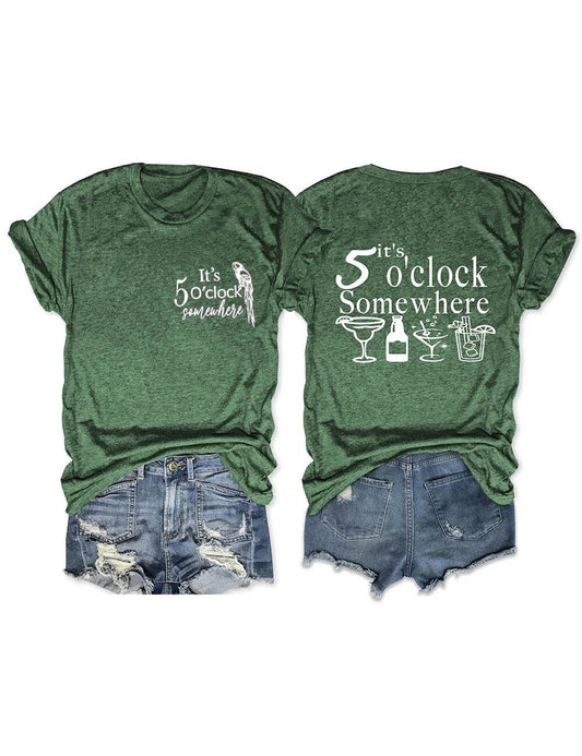 It's Five O'Clock Somewhere Print Shirt, JB Shirt with quote,Beach Lover Shirt