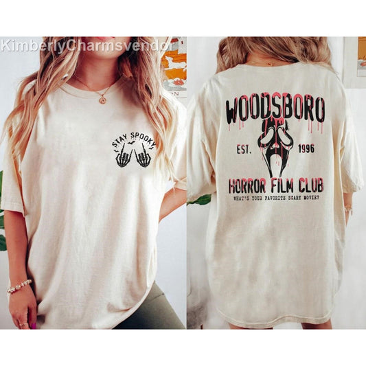 Stay Spooky Horror Film Club Shirt, Woodsboro Horror Film Club Shirt, Scream Ghost Woodsboro Scream Tee
