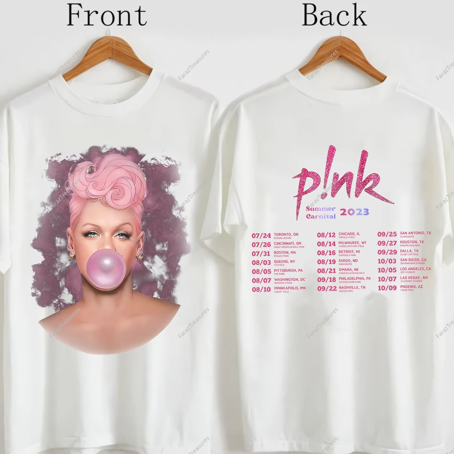 Pink On Tour Double sided Shirt, P!nk Summer Carnival 2023 T Shirt
