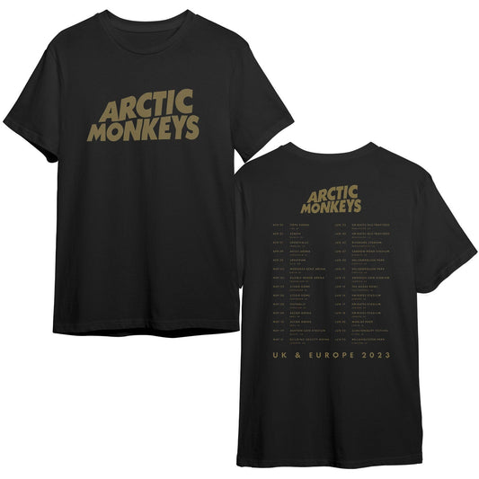 Arctic Monkeys UK & Europe Tour 2023 Gold T-Shirt, Arctic Monkeys Classic 90 Tee