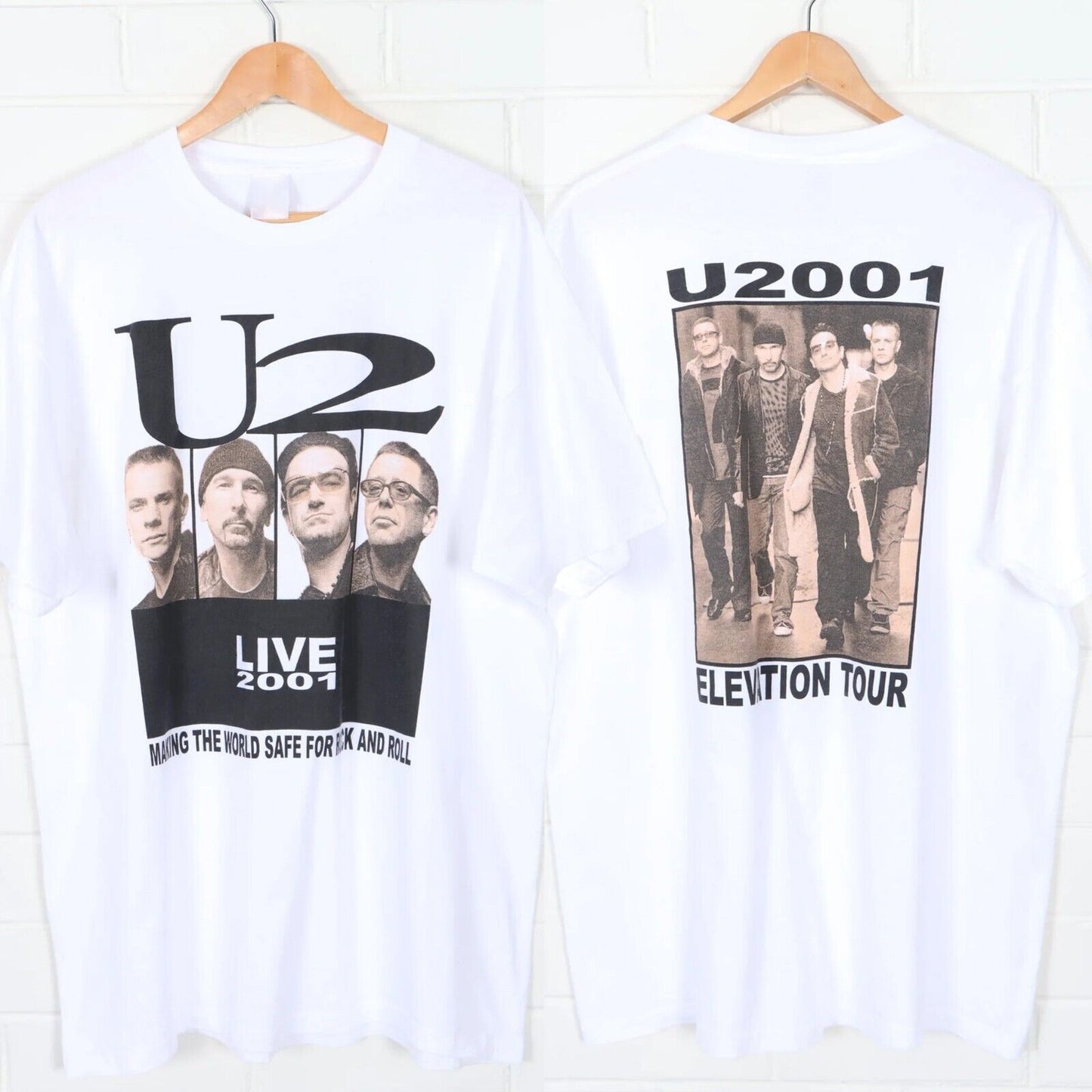Vintage U2 Live 2001 Elevation Tour Rock Music Band T-shirt