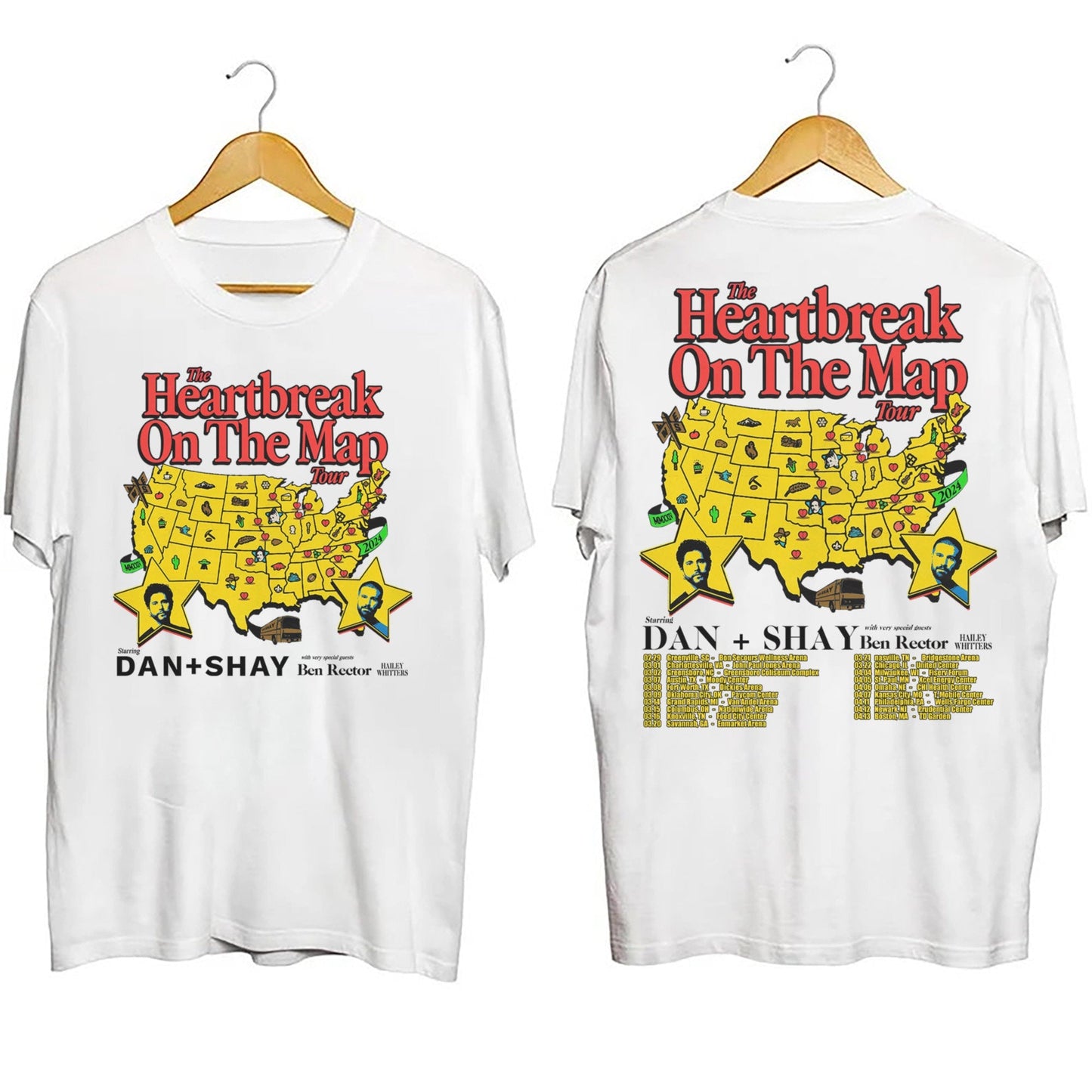 Dan + Shay 2024 Heartbreak on the Map Tour Shirt, Dan + Shay Band Shirt, Dan + Shay 2024 Concert