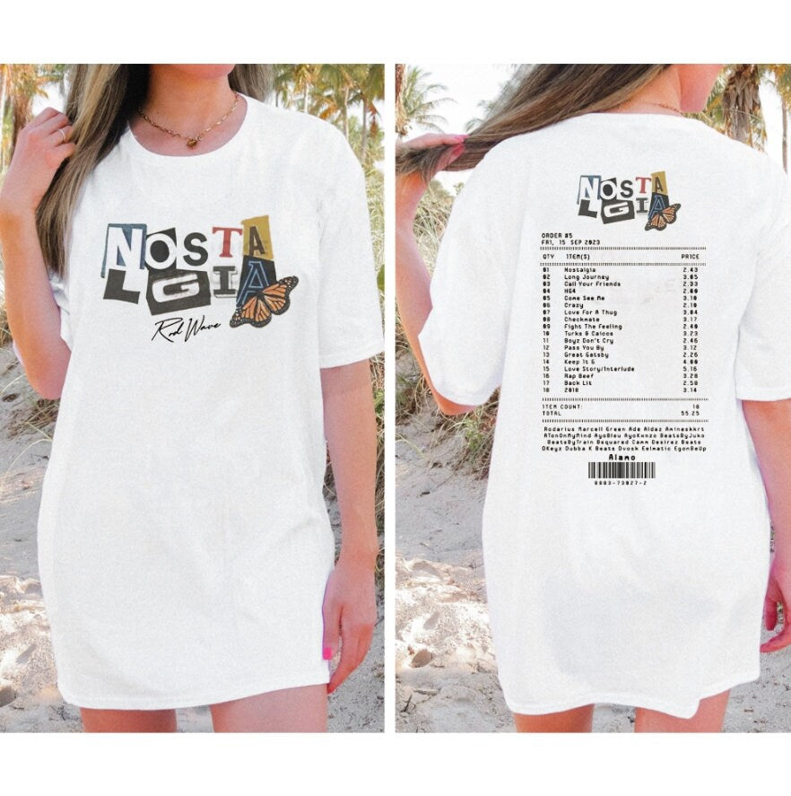 Nostalgia tracklist shirt, Rod wave tour shirt
