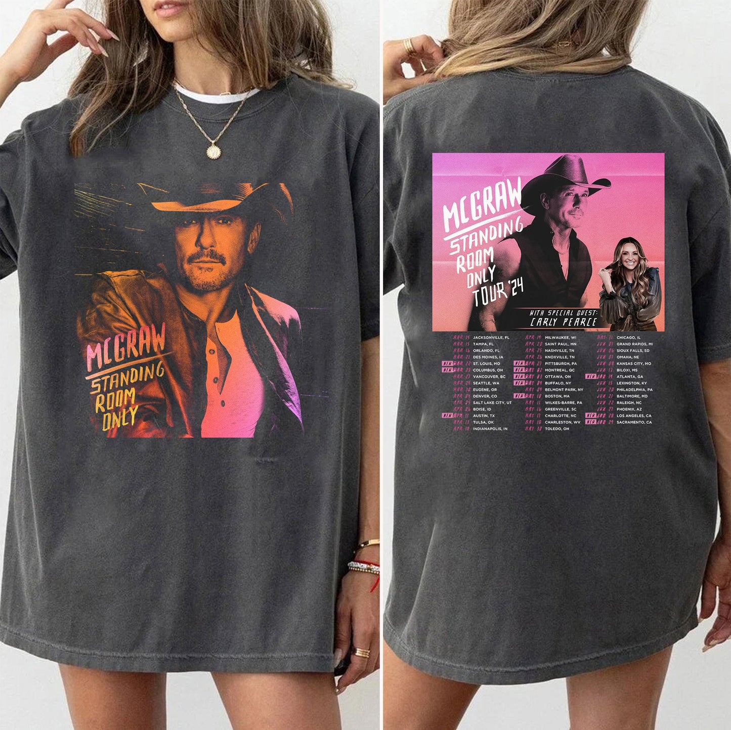 Tim McGraw 2024 Tour T-Shirt, Standing Room Only Shirt, Country Music, Rock Tour 2023 2024