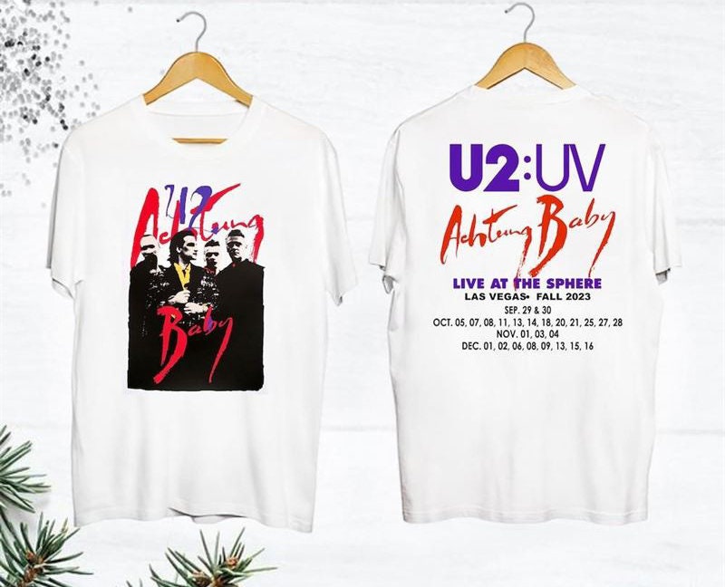 Rock Band U2 T-Shirt Fall Tour 2023 Shirt, Tour 2023 Achtung Baby Live At Sphere Shirt