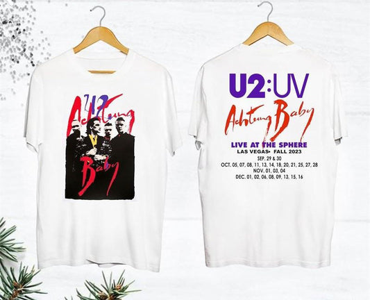 Rock Band U2 T-Shirt Fall Tour 2023 Shirt, Tour 2023 Achtung Baby Live At Sphere Shirt