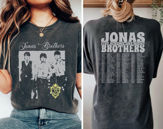 Jonas Brothers Double Sided T-Shirt, Jonas Five Albums One Night Tour Shirt