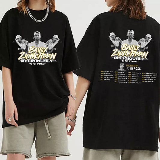 Bailey Zimmerman Religiously World Tour 2024 Shirt, Bailey Zimmerman Fan T Shirt