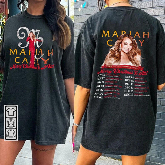 Mariah Carey 2023 All I Want To Christmas Music Shirt 2 Sides