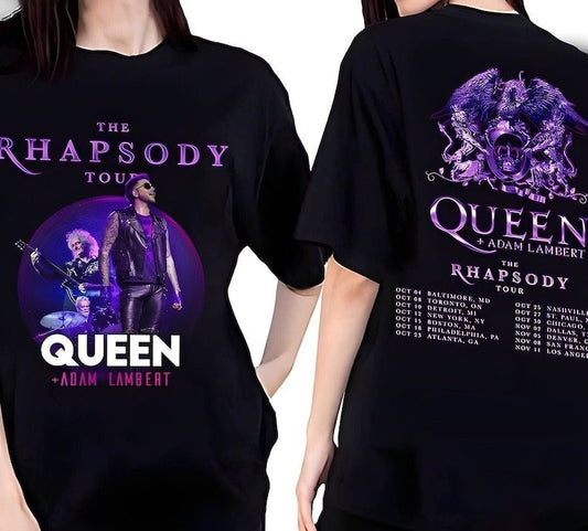 Queen Adam Lambert Rhapsody Tour 2 Sides Shirt, Queen Adam Lambert 2023 Tour Shirt