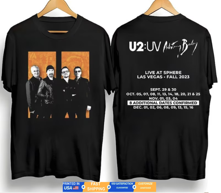 U2 Achtung Baby Tour T-Shirt, Double Sided T-Shirt