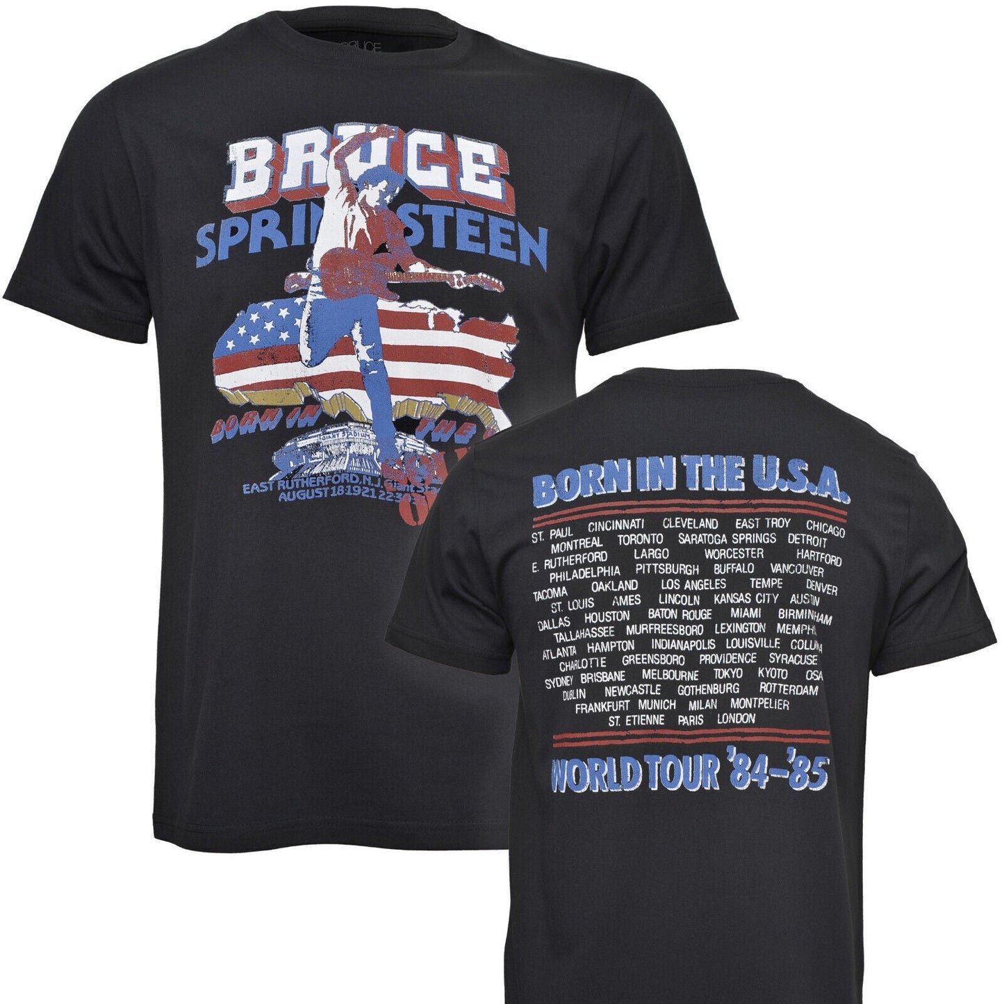 Bruce Springsteen Born In The USA 85 Tour T Shirt Black New
