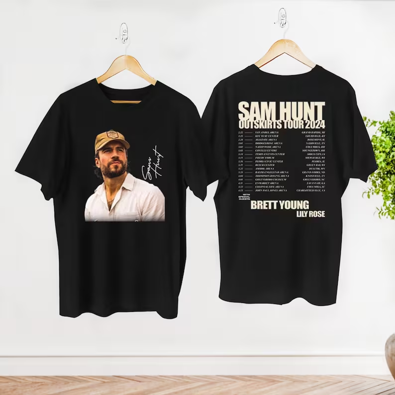 Sam Hunt Outskirts Tour 2024 Black T-Shirt