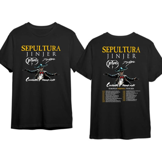 Sepultura Jinjer Celebrating in Through Death European Farewell Tour 2024 Shirt