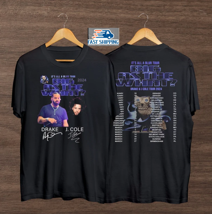 Drake And J. Cole Itâ€™s All A Blur Music Tour 2024 Signatures T-Shirt