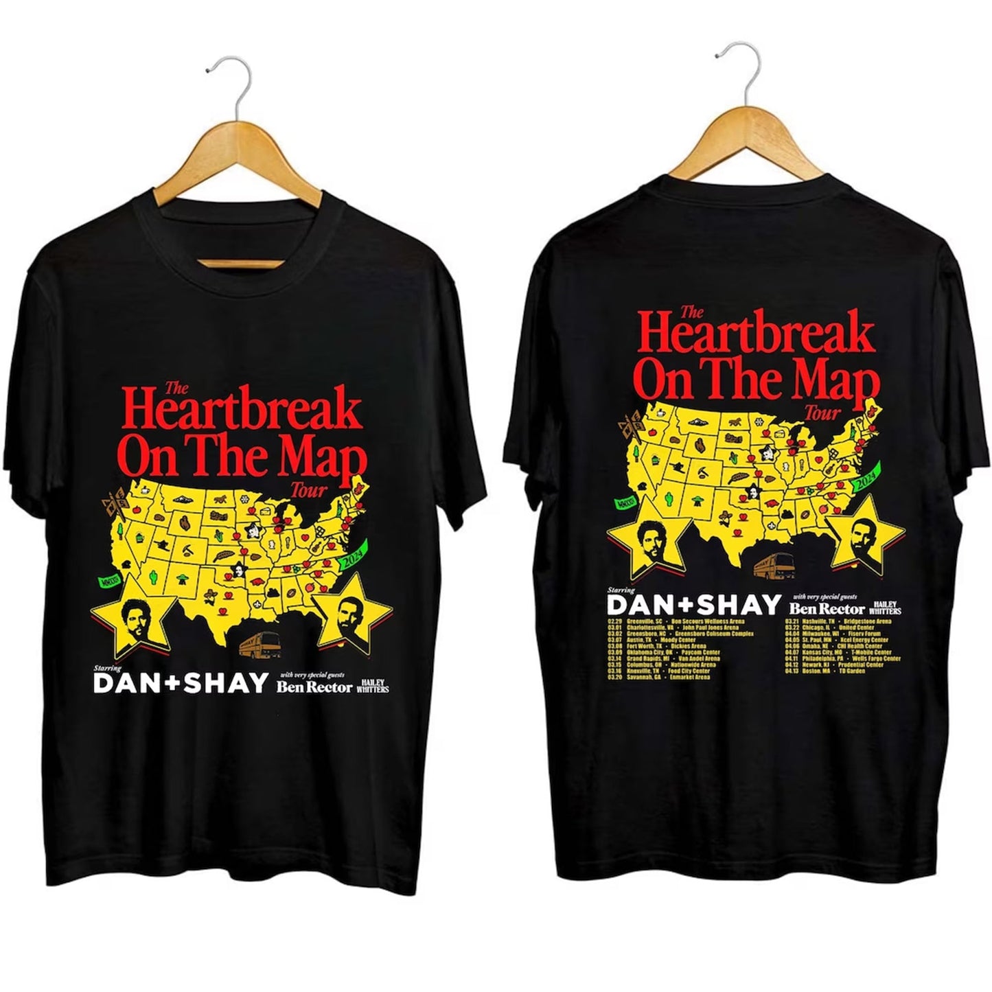 Dan + Shay 2024 Heartbreak on the Map Tour Shirt, Dan + Shay Band Fan