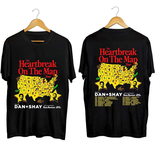 Dan + Shay 2024 Heartbreak on the Map Tour Shirt, Dan + Shay Band Fan
