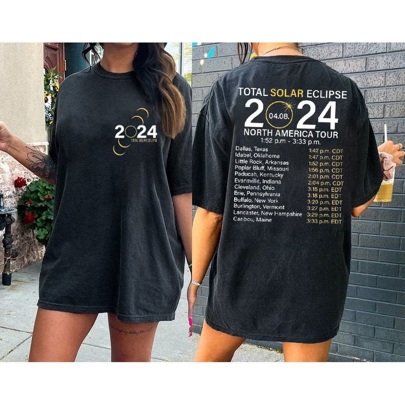 2024 Total Solar Eclipse North America Tour Shirt , Astronomy Lover Sweatshirt, Eclipse April 18 2024 Distressed