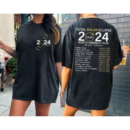 2024 Total Solar Eclipse North America Tour Shirt , Astronomy Lover Sweatshirt, Eclipse April 18 2024 Distressed