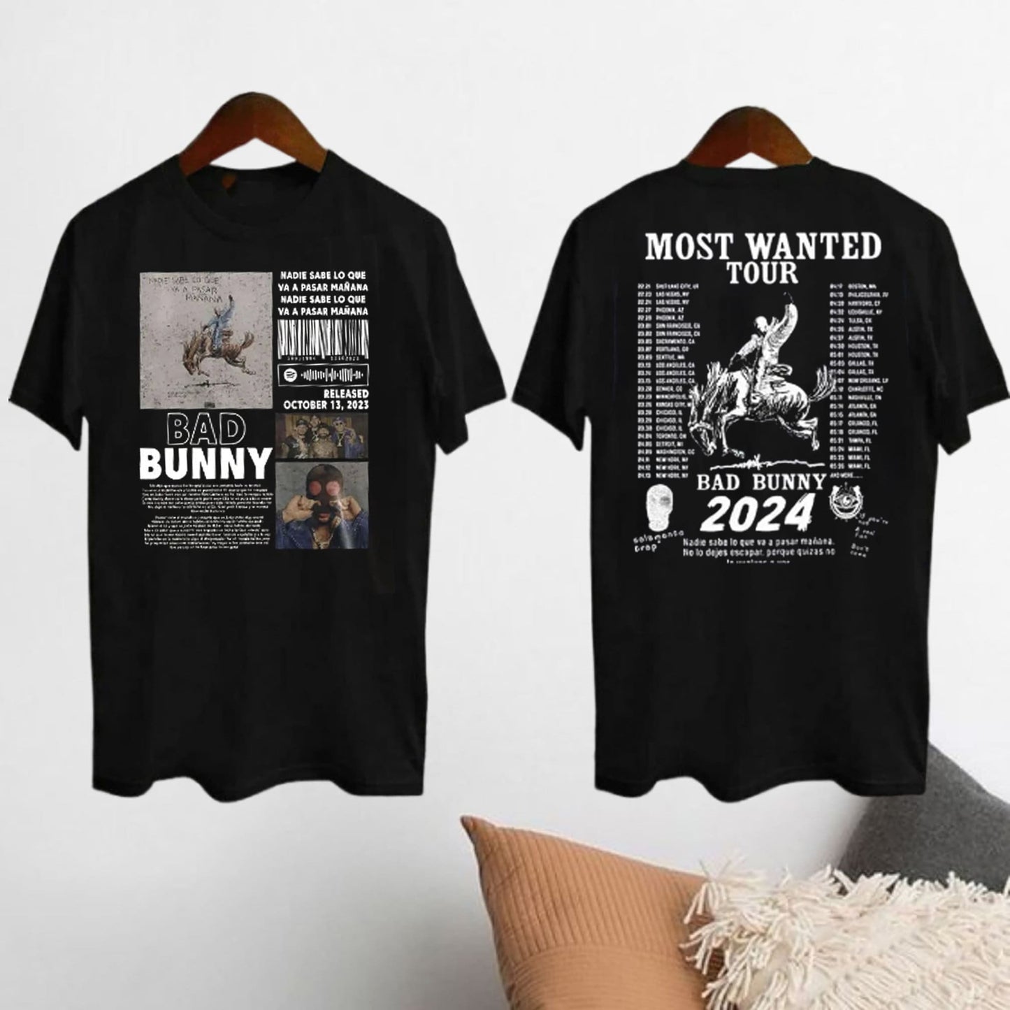 Cowboy Bad Bunny Graphic T-shirt, Most Wanted Tour 2024 Bad Bunny Shirt, Bad Bunny New Album Shirt, Bad Bunny Tour Merch