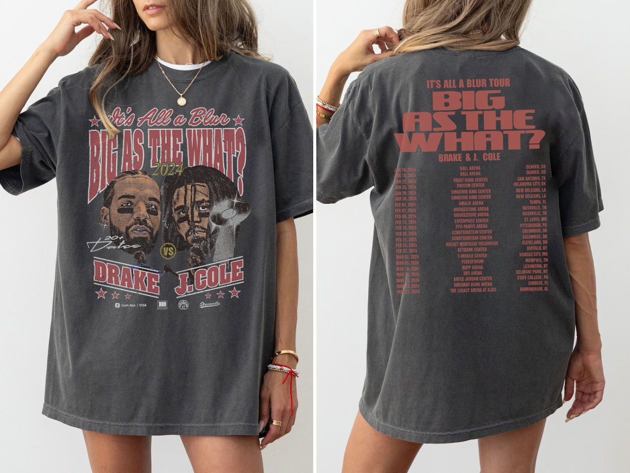 Drake J Cole Big As The What Tour 2024 Shirt, Drake J Cole It's All Blur Tour Shirt