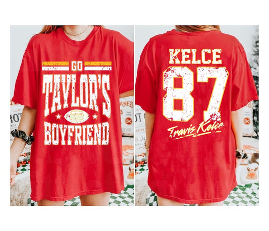 Go Taylors Boyfriend Shirt, Vintage Travis Kelce T Shirt