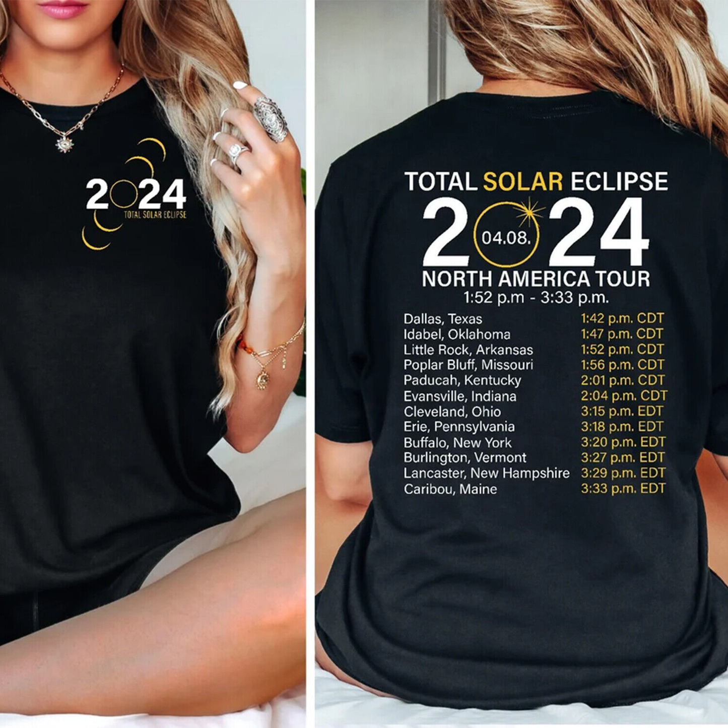 2024 Total Solar Eclipse North America Tour T-Shirt