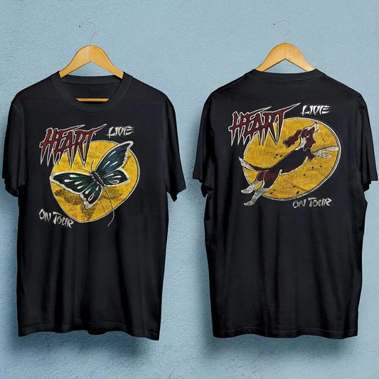 Heart band Dog And Butterfly Ann Nancy Wilson T-shirt Black Gift Fans