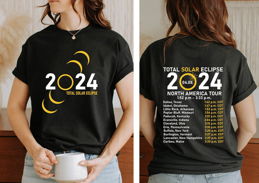 Total Solar Eclipse 2024 Double Sided Shirt, April 8th 2024 Shirt, Eclipse Event