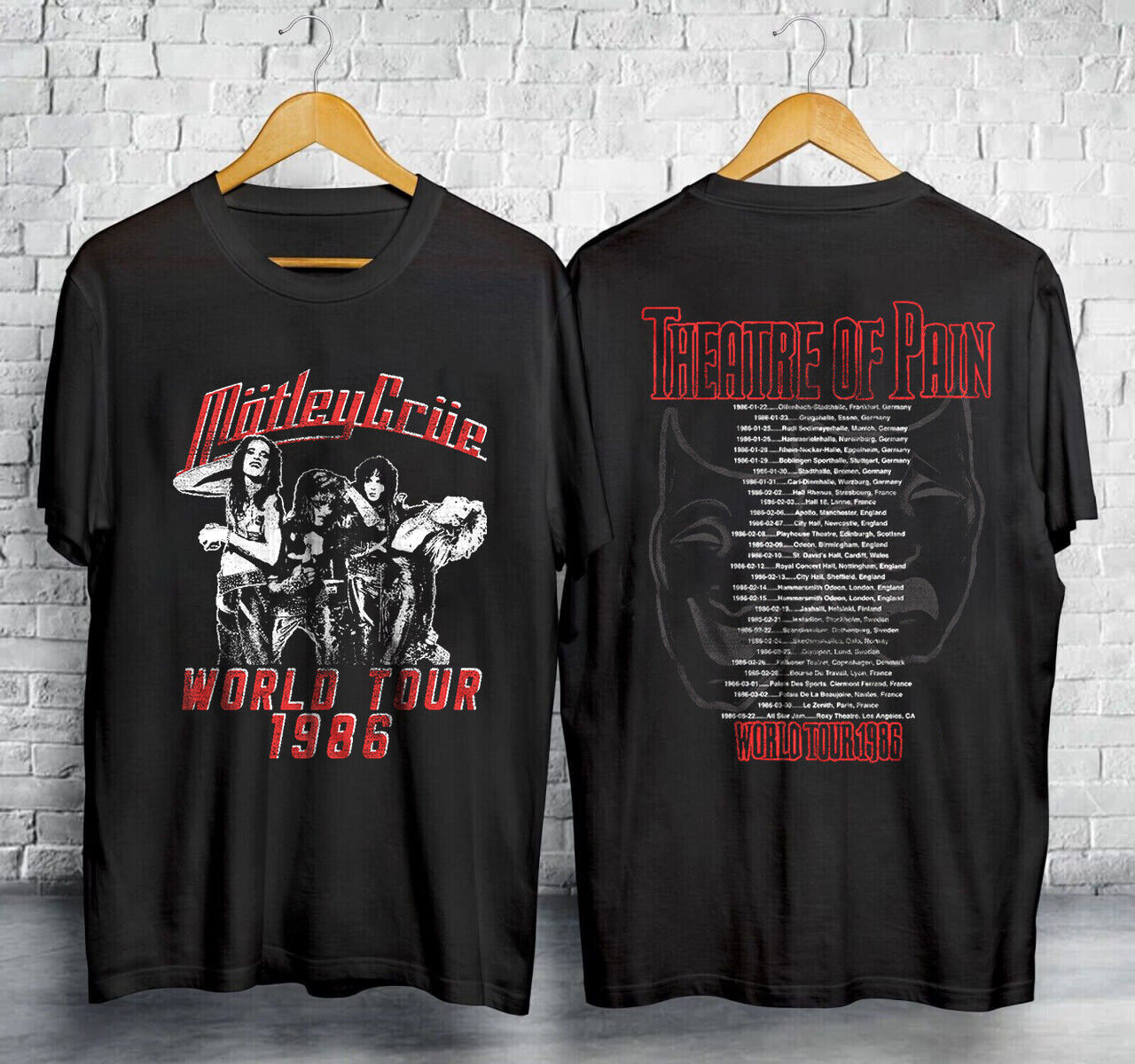 Vinatge 1986 Motley Crue Vintage Concert Double Sided Unisex T-Shirt