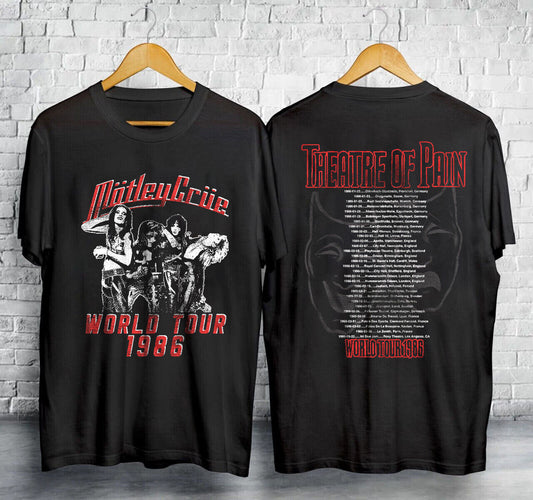 Vinatge 1986 Motley Crue Vintage Concert Double Sided Unisex T-Shirt