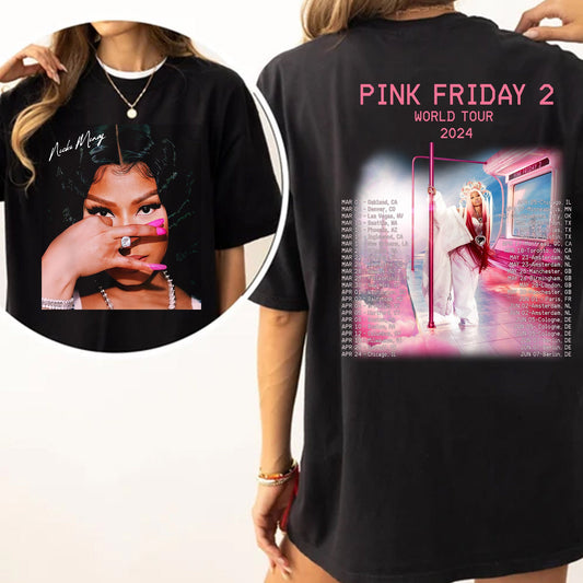 Vintage Nicki Minaj Tour 2024 Shirt, Pink Friday 2 Double Sided Shirt