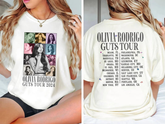 2 Sided Olivia Rodrigo Guts Tour 2024 T Shirt