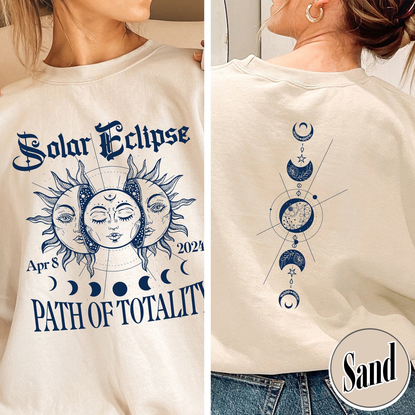 Solar Eclipse 2024 Twice in a Lifetime Shirt, 2024 Solar Eclipse Celestial Double Sided T-Shirt