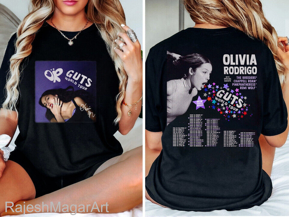Olivia Rodrigo Guts Full Date Tour 2024 Black T-Shirt